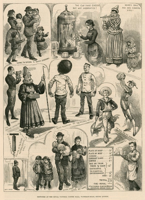 Sketches at the Royal Victoria Coffee Hall, Waterloo Road, South London by English School