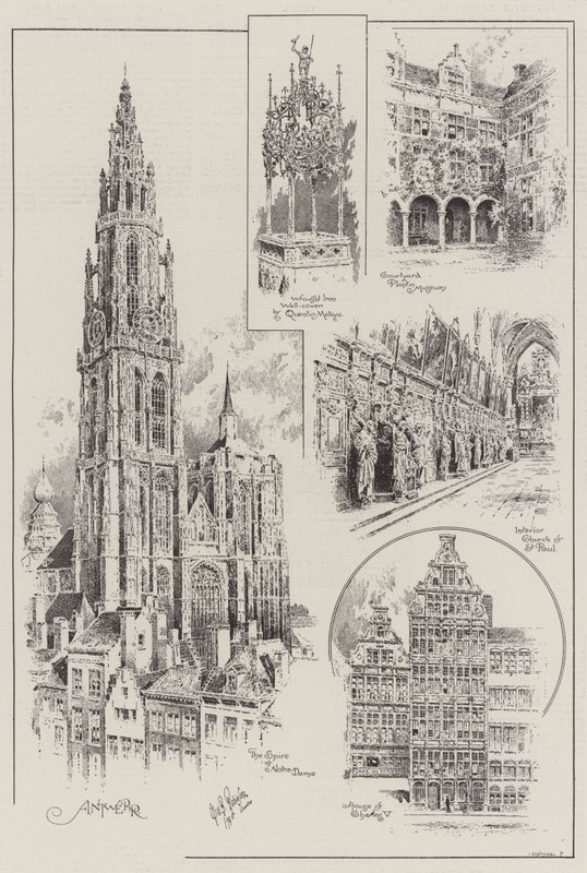 Sketches of Antwerp by English School