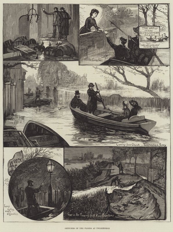 Sketches of the Floods at Twickenham by English School