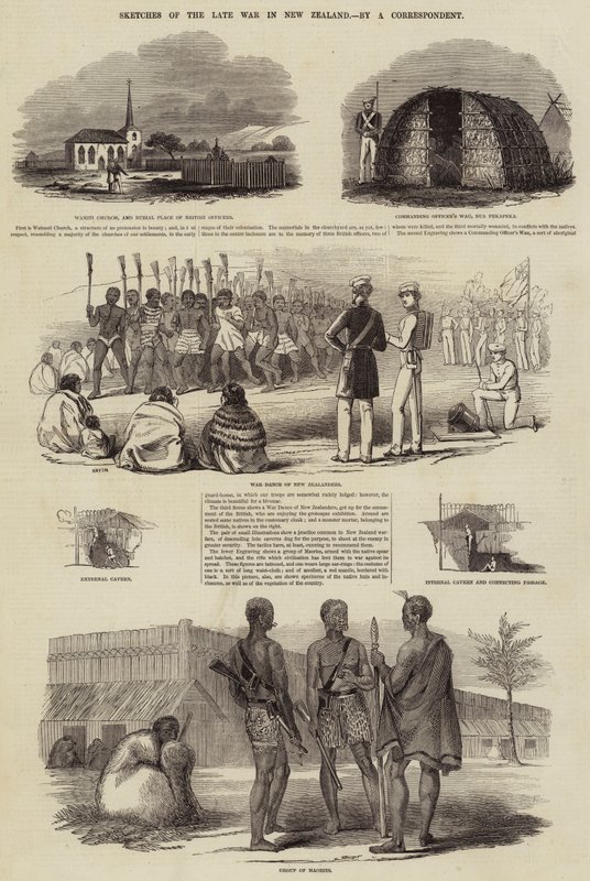 Sketches of the Late War in New Zealand (engraving) by English School
