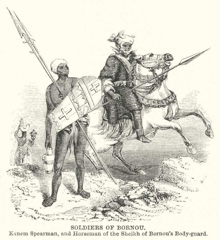 Soldiers of Bornou, Kanem Spearman, and Horseman of the Sheikh of Bornou