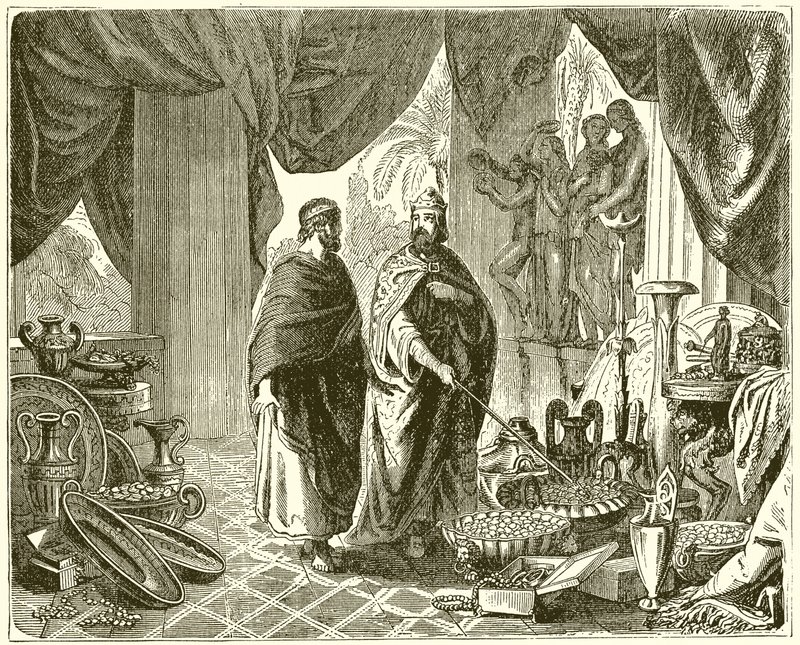 Solon in the Treasury of Croesus by English School