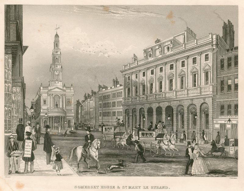 Somerset House and St Mary-le-Strand, The Strand, London by English School