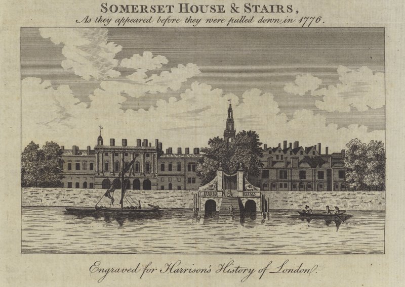 Somerset House and Stairs, London, as they appeared before they were pulled down in 1776 by English School