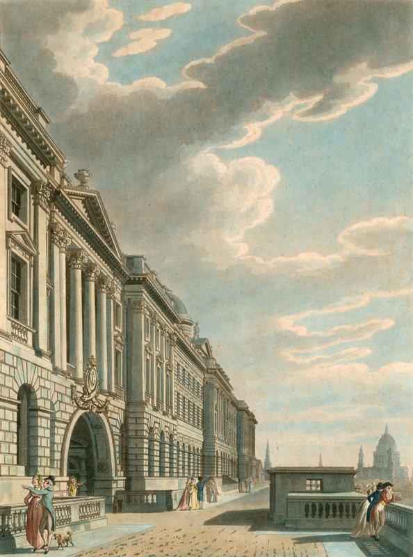 Somerset Terrace Along the River Thames, Somerset House, The Strand, London by English School
