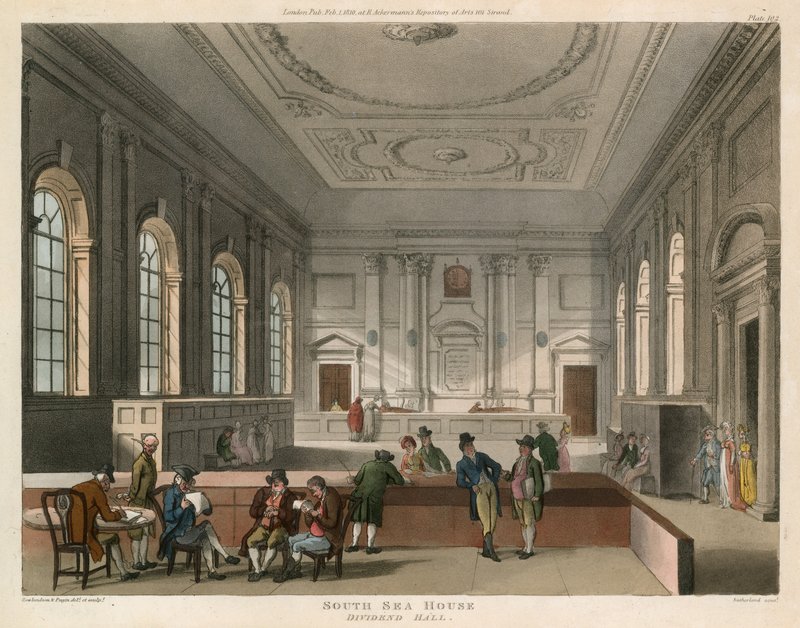 South Sea House, London, divided hall by English School