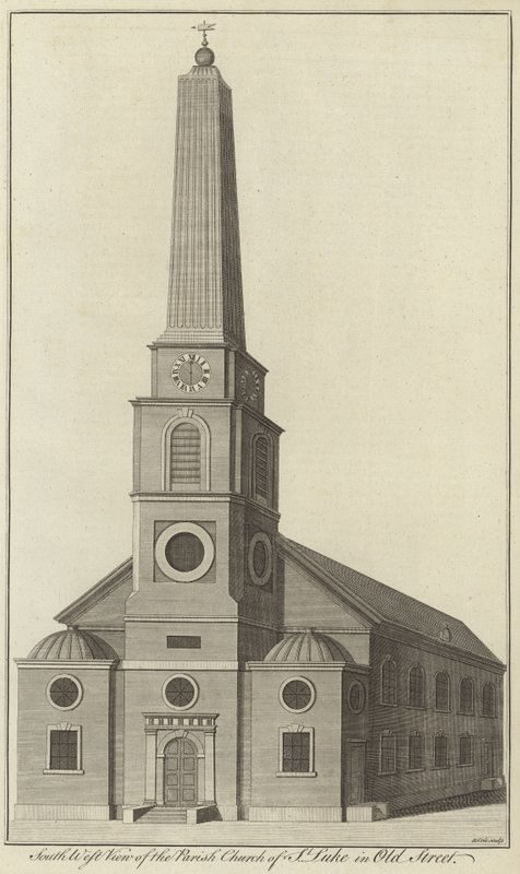 South West View of the Parish Church of St Luke in Old Street, London by English School