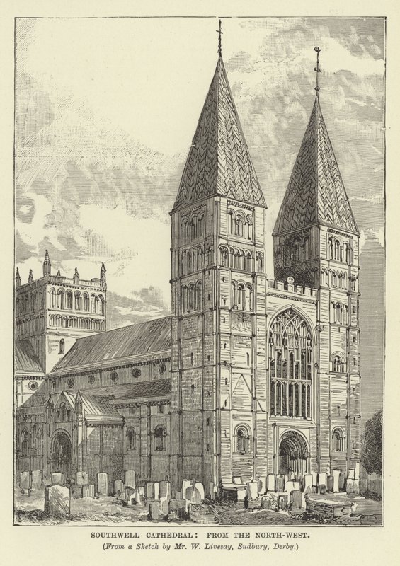 Southwell Cathedral, from the North West by English School