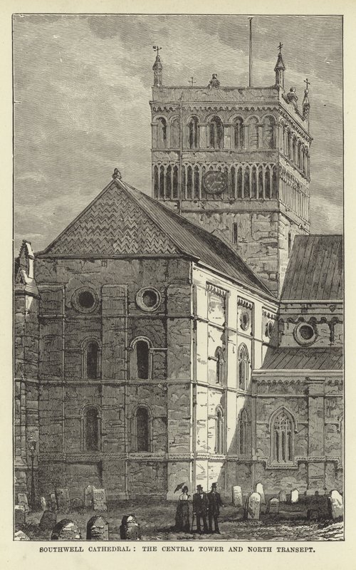 Southwell Cathedral, the Central Tower and North Transept by English School