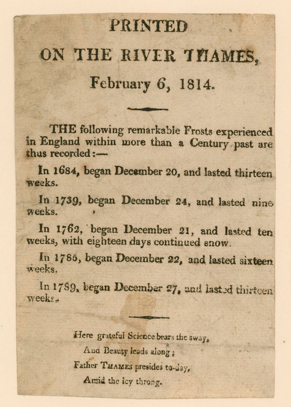 Souvenir of the Frost Fair of 1814 by English School