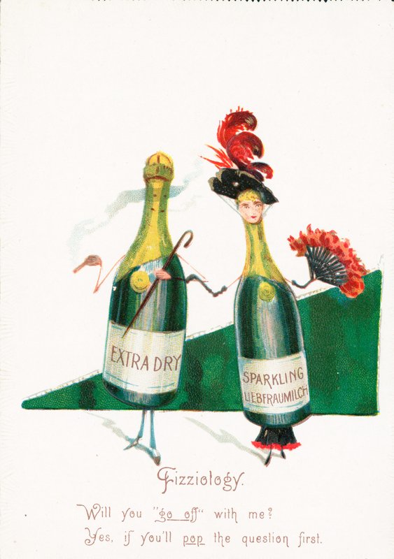 Sparkling Wine, Probably Christmas Card by English School