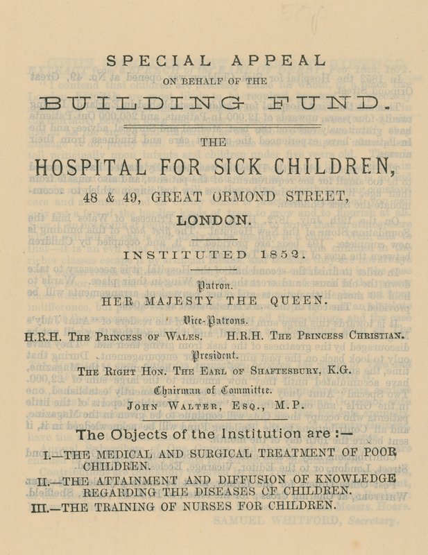 Special Appeal on Behalf of Great Ormond Street by English School