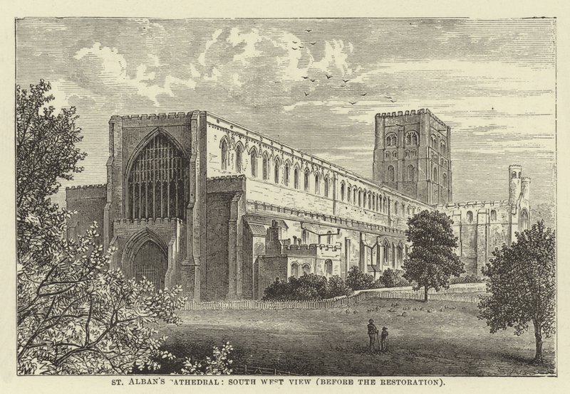 St Albans Cathedral, South West View, Before the Restoration by English School