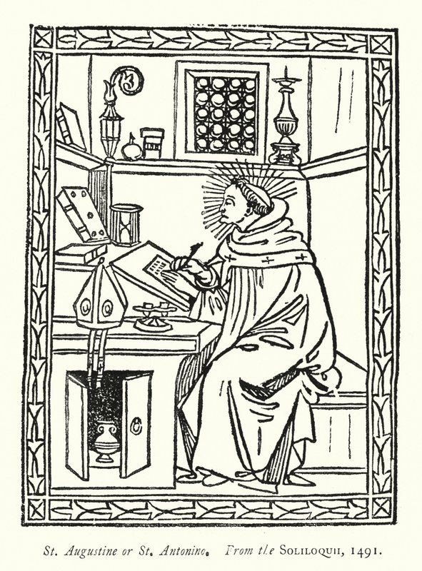 St Augustine or St Antonino, From the Soliloquii by English School