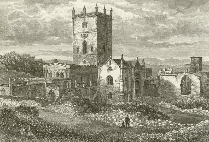 St Davids Cathedral and the College, from the North-east by English School