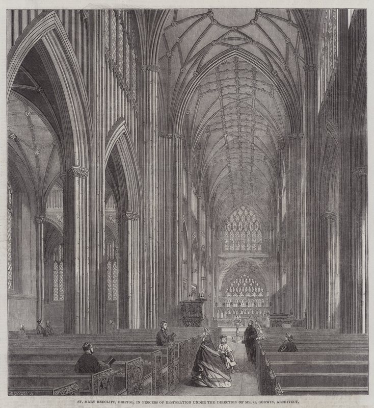 St Mary Redcliff, Bristol, in Process of Restoration under the Direction of Mr G Godwin, Architect by English School