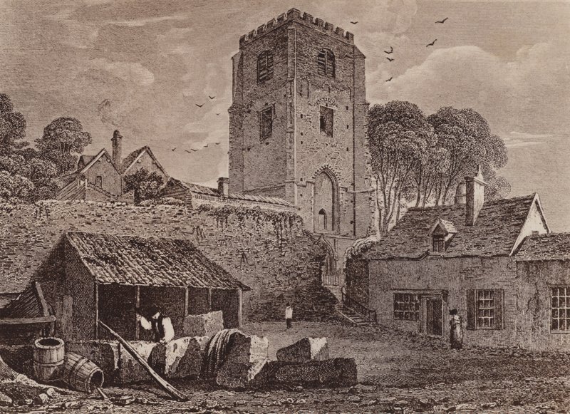 St Marys Church showing the old wall 1824 by English School