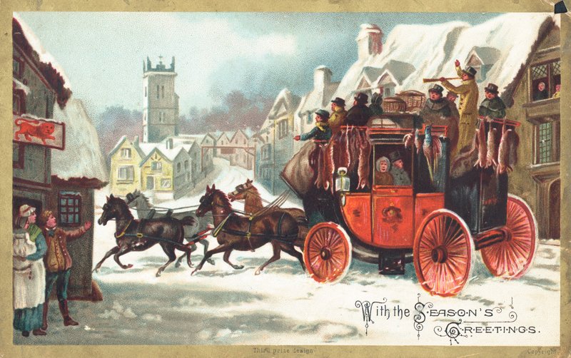 Stage Coach in the Snow by English School