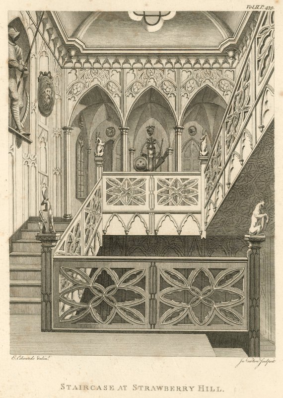 Staircase at Strawberry Hill, Twickenham, London by English School