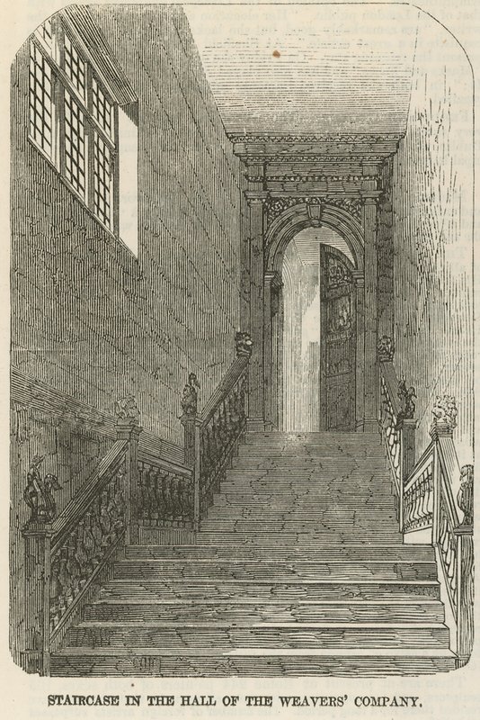 Staircase in the Hall of the Weavers Company by English School