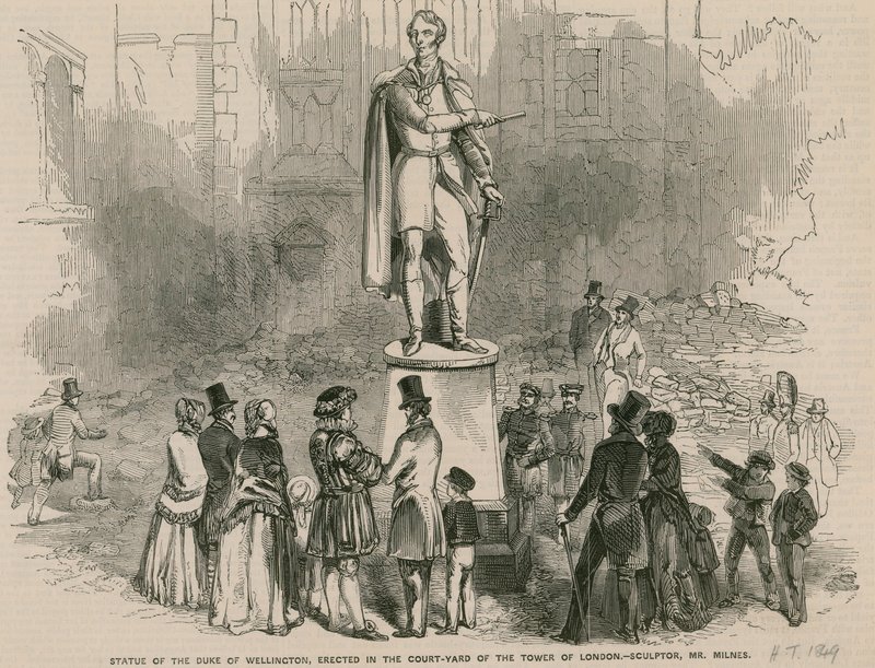 Statue of the Duke of Wellington, erected in the courtyard of the Tower of London by English School