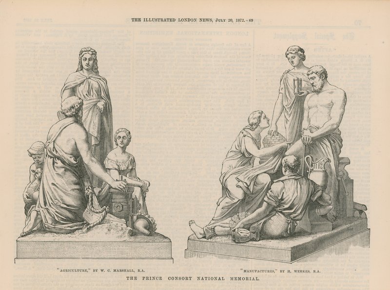 Statues Depicting Agriculture and Manufactures by English School