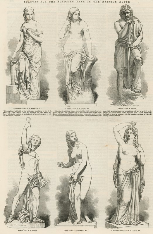 Statues for the Egyptian Hall in the Mansion House by English School