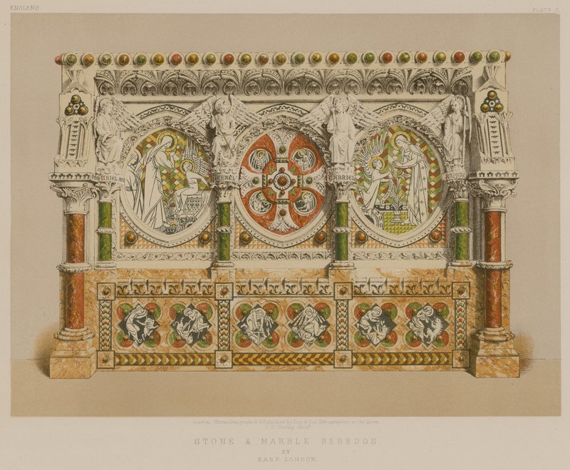 Stone and Marble Reredos by Earp, London by English School