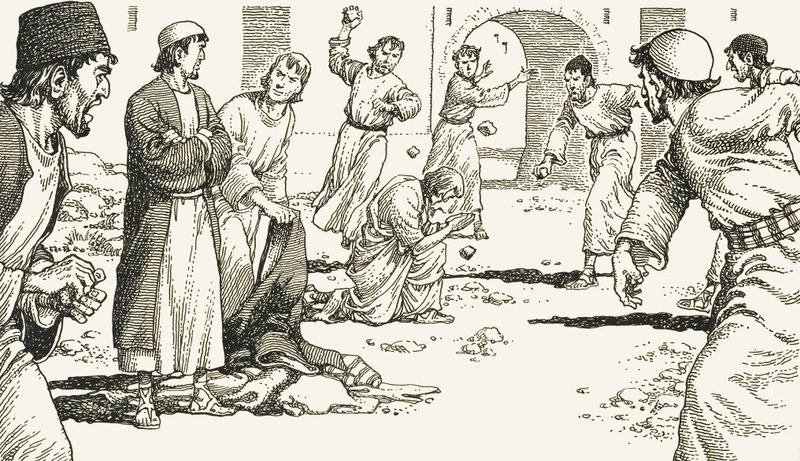 Stoning a sinner by English School