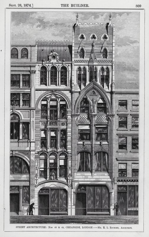 Street Architecture, Nos 48 and 49, Cheapside, London (engraving) by English School