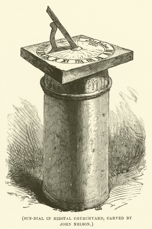 Sun-dial in Birstal Churchyard, carved by John Nelson by English School