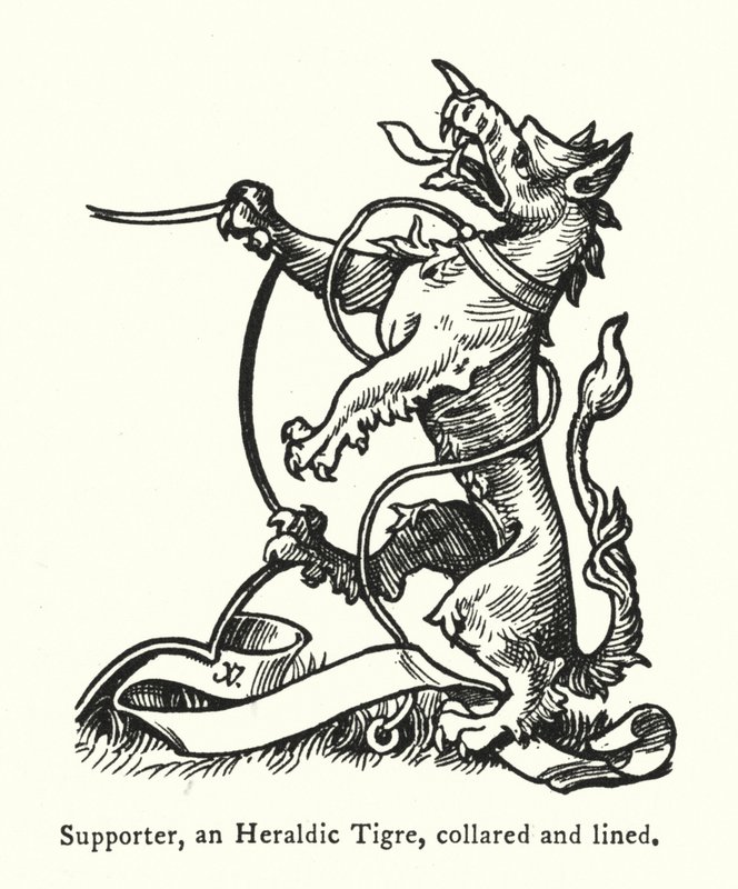 Supporter, an Heraldic Tigre, collared and lined by English School