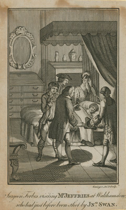 Surgeon Forbes visiting Mr Jeffries at Walthamstow who had just before been shot by John Swan by English School