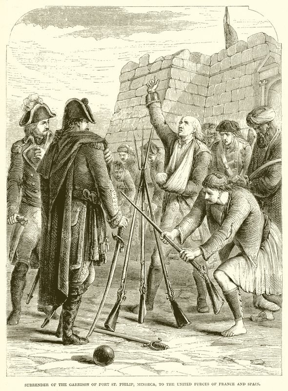 Surrender of the Garrison of Fort St. Philip, Minorca, to the United Forces of France and Spain by English School
