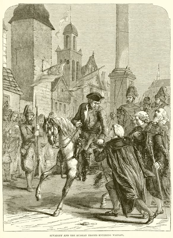 Suvaroff and the Russian Troops Entering Warsaw by English School