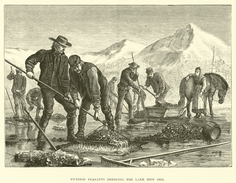 Swedish Peasants Dredging for Lake Iron Ore by English School