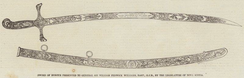 Sword of Honour presented to General Sir William Fenwick Williams, Baronet, KCB, by the Legislature of Nova Scotia by English School