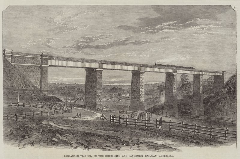 Tarradale Viaduct, on the Melbourne and Sandhurst Railway, Australia by English School