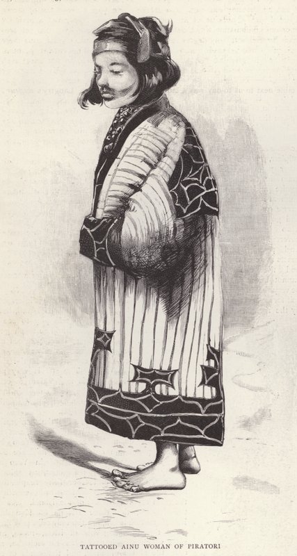 Tattooed Ainu woman of Piratori, Japan by English School