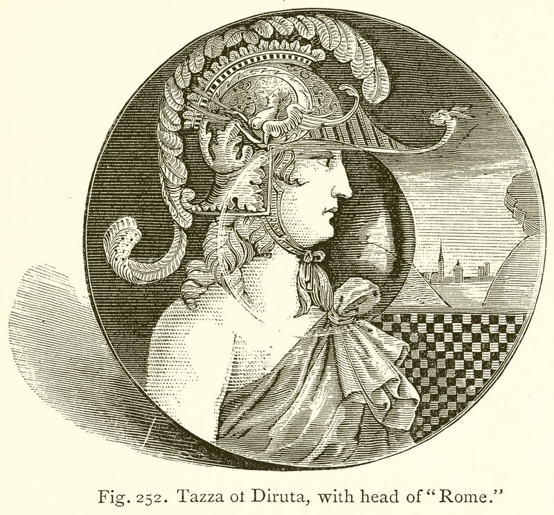 Tazza of Diruta, with Head of Rome by English School