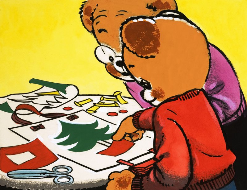 Teddy Bears Making Christmas Decorations by English School