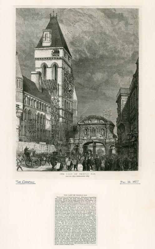 Temple Bar, London. Demolition, 1877 by English School