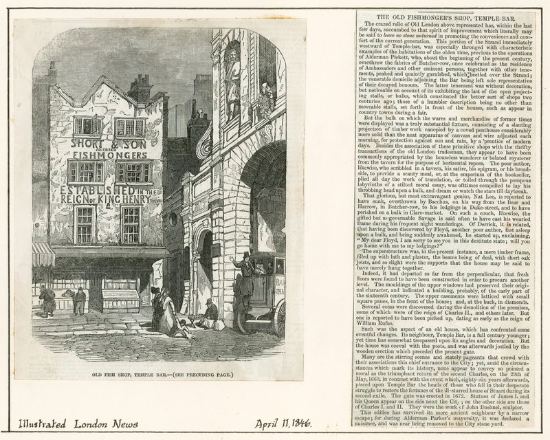 Temple Bar, London. Old Bulk Shop, Old Fish Shop by English School