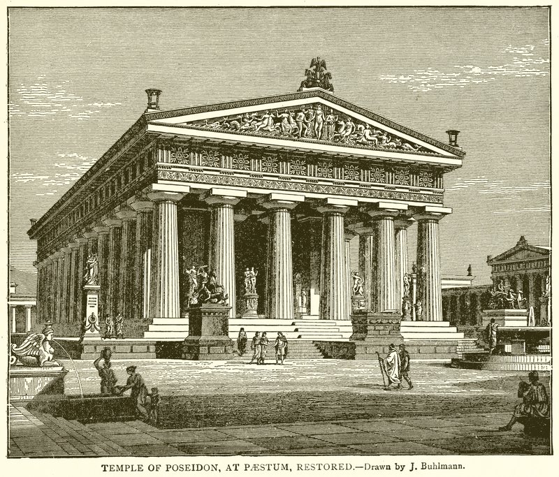 Temple of Poseidon at Paestum, Restored by English School