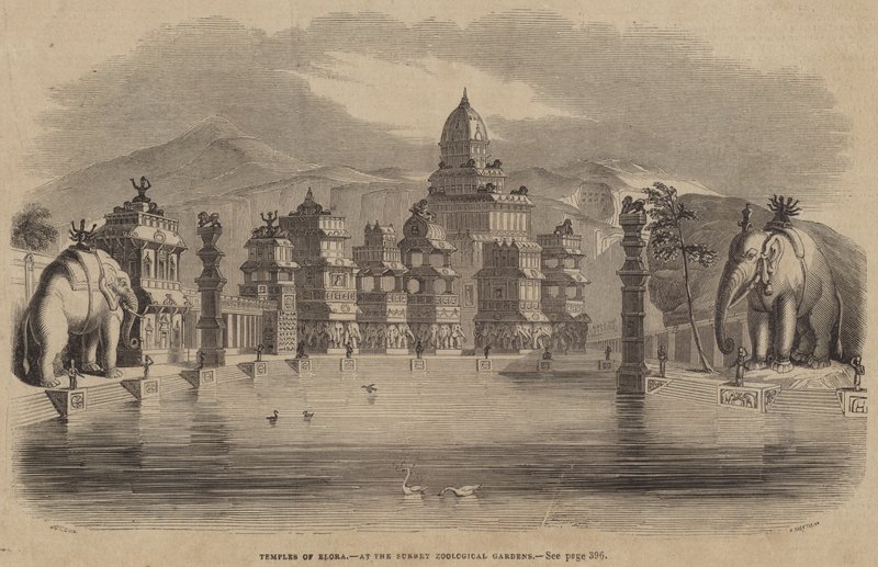 Temples of Elora, at the Surrey Zoological Gardens by English School