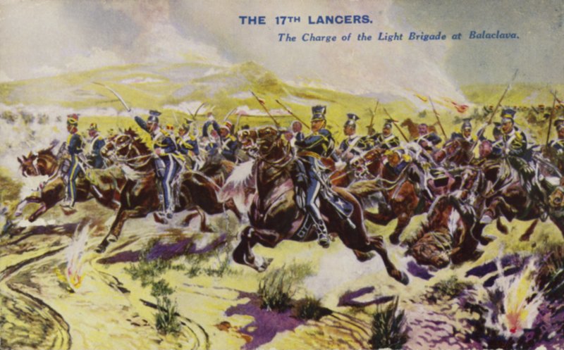 The 17th Lancers at the Charge of the Light Brigade, Battle of Balaclava, Crimean War, 1854 by English School