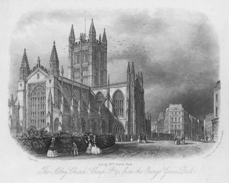 The Abbey Church, Cheap Street etc, from the Orange Grove, Bath by English School