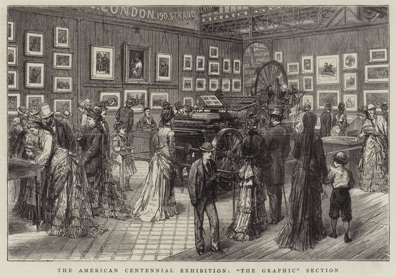 The American Centennial Exhibition, "The Graphic" Section (engraving) by English School