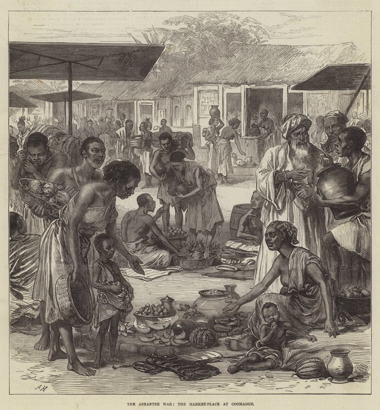 The Ashantee War, the Market-Place at Coomassie by English School