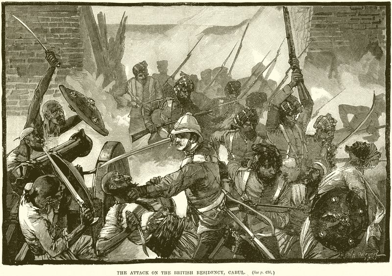 The Attack on the British Residency, Cabul by English School